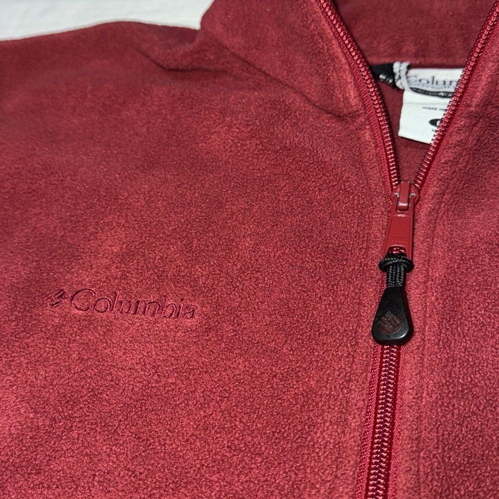 Columbia Sweater Fleece Jacket Men's M Red Full Zip Pockets Thermal Outdoor Hike - Picture 8 of 9